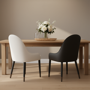 Chaise de salle à manger moderne en cuir PU avec pieds et dossier en métal noir pour salon et salle à manger, 2 pièces incluses - Product Image 2