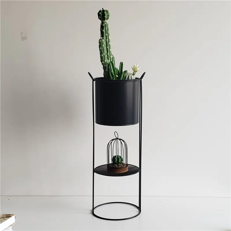 Grote Moderne Ronde Kom Met Metalen Stand/Drainage Cactus Planten En Planter Indoor Of In Tuin