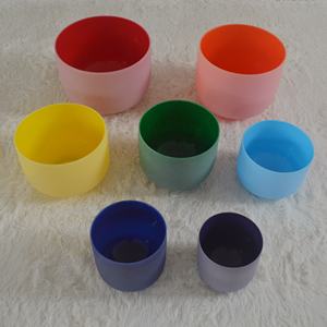 مجموعة كاملة من أطباق شاكرا الملونة الكريستالية ، أوعية غناء كوارتز تبتية ، هدية شفاء للصوت ، التأمل - Product Image 1