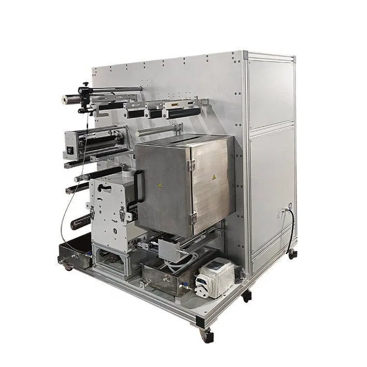 Double-sided continuous tape coating machine for battery electrode with drying oven