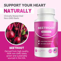 Capsules de racine de betterave non-OGM, complément alimentaire végétalien à base de plantes, 1300 mg, 60 unités