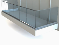 Rampe de balcon en verre en alliage d'aluminium brossé de haute qualité, moderne, sans cadre, pour villa, escalier en U à cadre dissimulé, appartement