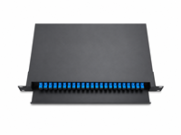 Rak Distribusi Serat Optik (ODF) 1U 19 inci 24 Core untuk Rak, Panel Patch Geser 1U dengan Adaptor SC/LC dan Pigtail