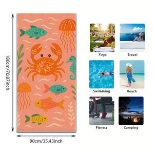 Toalla de playa con dibujos de cangrejos y peces pequeños, toalla extragrande de secado rápido, ligera y sin arena para viajes, piscina, camping - Product Image 6