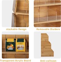 Organisateur de sachets de thé en bambou empilable à 3 couches Support de rangement pour sachets de thé Boîtes à thé en bois