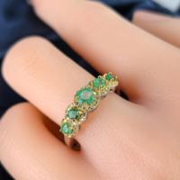 Серебряное кольцо 925 пробы, элегантное, с двухцветным покрытием и натуральным изумрудом, для женщин, на свадьбу, вечеринку, день рождения, в подарок