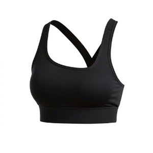 Black Sports Bra Cross Strap High <b>Support</b> <b>Crop</b> <b>Top</b> for Yoga Gym Workout Sport Fitness Front Zip Bra Adjustable Strap Shockproof - Product Image 1