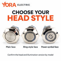 Saklar Tombol Tekan Logam Stainless Steel YORA YLMC, Saklar Taktil Momentary, Saklar Tombol Tekan On/Off untuk Panel Saklar Kontrol