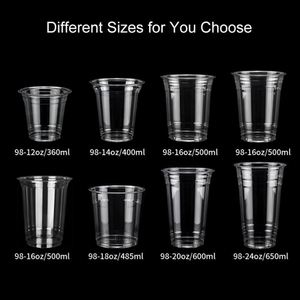 Gobelets en PET transparents avec couvercle en plastique jetables pour boissons froides, bubble tea, jus, café, avec logo personnalisé, 98 mm, 16 oz, pour cadeaux promotionnels - Product Image 3