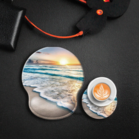 Tapis de souris de jeu rond antidérapant avec repose-poignet pour soulager la douleur, idéal pour l'ordinateur/le bureau - Thème Plage