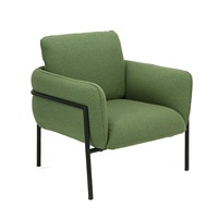 Fauteuil lounge moderne rembourré vert avec structure en métal noir pour hall d'accueil de bureau