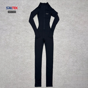 Tuta Intera a Collo Alto con Logo Personalizzato per Allenamento in Palestra, Body a Maniche Lunghe, Abbigliamento Sportivo a Costine per Donna - Product Image 3