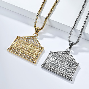 The Last Supper <b>Titanium</b> Steel Pendant Necklace Pave Setting Geometric Design Unisex Gift Jewelry - Product Image 1