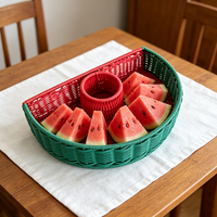 Panier à fruits en rotin de style bohème en forme de pastèque pour Pâques, assiette à collation tressée à la main pour table basse et salon