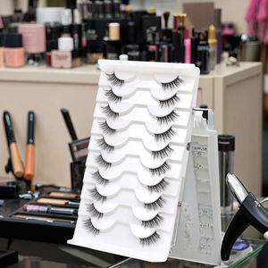 10 pasang alami 3D Mink bulu mata palsu setengah Strip riasan panjang untuk kecantikan - Product Image 6