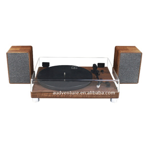 Tourne-disque <span class=keywords><strong>vintage</strong></span> avec haut-parleur externe à entraînement par courroie adapté aux disques vinyles double haut-parleurs stéréo - Product Image 4