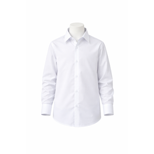 เสื้อนักเรียนเด็กผู้ชาย แขนยาว ผ้าป๊อปลินสีน้ำเงิน แบบคลาสสิก - Product Image 2