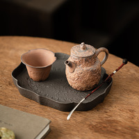 Plateau à thé en céramique style rétro chinois, motif racine de lotus, pour stockage d'eau, accessoires de table à thé