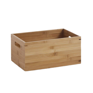 Bamboo <b>Wood</b> Glossy <b>Storage</b> Box Handle Organising Cupboard Kitchen Pantry Shelf <b>Bins</b> Rectangle Customized Logo Modern 1-3L - Product Image 1