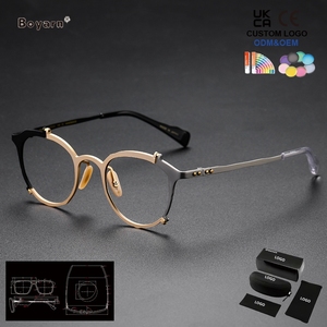 Gafas Boyarn Nuevas de Alta Calidad con Montura de Titanio, Diseño Irregular Marrón, Montura de Gafas de Diseñador, Venta al Por Mayor - Product Image 1