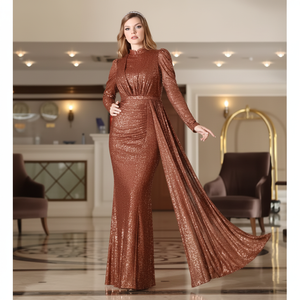 Robe de soirée élégante de style vintage en satin, sans manches, jupe à volants, broderie, longueur au sol, glamour, écologique, 100% soie - Product Image 3