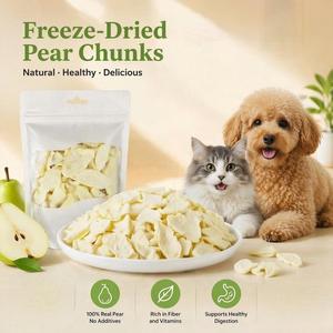 Friandises pour chiens et chatons : Chips de fruits croustillants bio <span class=keywords><strong>sans</strong></span> sucre, pur naturel, végétaliennes, tranches de poire des neiges lyophilisées - Product Image 1