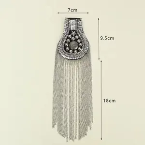 ZSY Tambalan Rumbai Rantai Motif Kristal, Manik-manik Berlian Imitasi untuk Pakaian, Lencana Bahu, Menjahit Pada Bahan Garmen, Patch Manik-manik