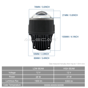 Phổ 37W 3.0inch <span class=keywords><strong>LED</strong></span> Đèn sương mù HI/lo bi máy chiếu cao rõ ràng ống kính nhanh chóng cài đặt ba màu Temperature-12V mới 3000K - Product Image 5