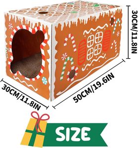 AFP-Casa <span class=keywords><strong>Castillo</strong></span> de gato de cartón navideño con almohadilla <span class=keywords><strong>para</strong></span> rascar y hierba gatera resistente a los arañazos - Product Image 2