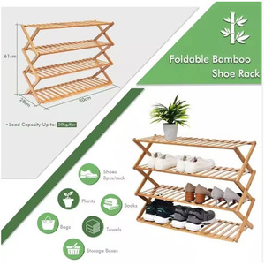 Modern Bamboo <b>Shoe</b> <b>Rack</b> 4 Layers Freestanding Natural Wood Design For Home Use - Product Image 4