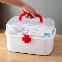 Boîte de premiers secours en plastique transparent PP rectangulaire portable, durable, sur mesure, pour le lieu de travail, organiseur de rangement médical, sans BPA, écologique