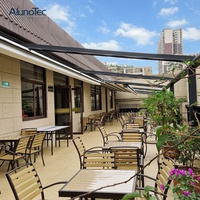 Toit rétractable en aluminium imperméable, pergola pliante avec éclairage LED