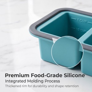 250ml Capacity Silicone Freezer Tray Built In ML Markings 4 Compartment Lunch <b>Box</b> For Precise Soup Sauce Portion Freezing - Product Image 2