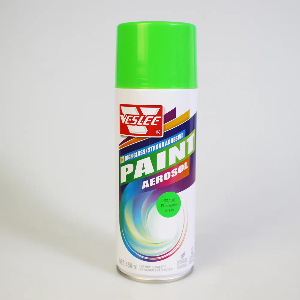 VESLEE Prix de gros Séchage rapide Bonne dureté Peinture en aérosol de couleur vert fluorescent