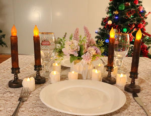 Bougies à cire noires pour décoration, bougies coniques à <span class=keywords><strong>Led</strong></span>, scintillantes, jaunes, coniques électriques de batterie, pour la décoration de la maison - Product Image 5