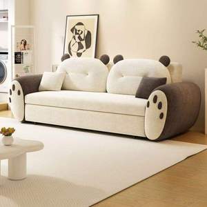 Panda Theme Two Seat Fabric Extendable Sleeper <b>Sofa</b> <b>Bed</b> Reclining Couch Adjustable Height Dual Function for Living Room Bedroom - Product Image 6