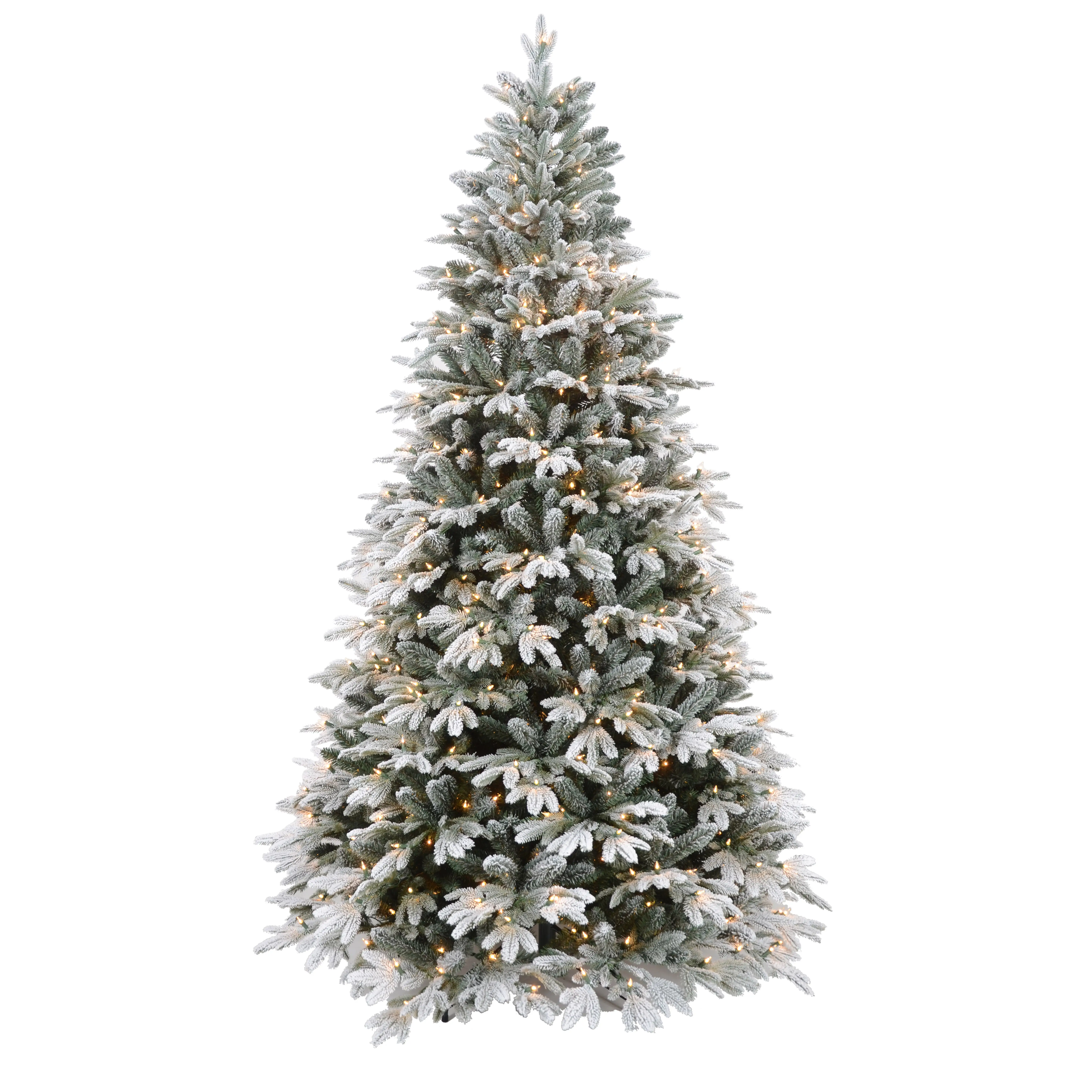 High Quality Prelit Artificial Christmas Tree PE PVC Snow Flocked Spruce Lighted Artificial Prelit LED Xmas Tree