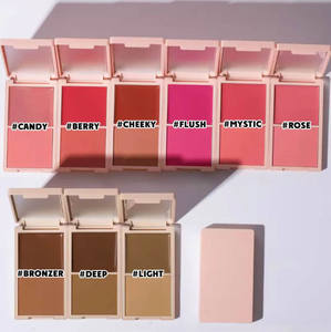 Personalizzabile labbra e guance 2 In 1 tavolozza Blush No Logo Vegan lunga durata guance rosse crema bicolore Pallette Blush - Product Image 3