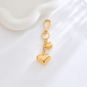 Llavero <span class=keywords><strong>de</strong></span> Diseño Sencillo con Forma <span class=keywords><strong>de</strong></span> Corazón y Cuentas, Cadena Metálica, Accesorios Colgantes, Dorado y Plateado - Product Image 3
