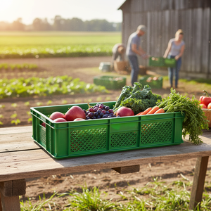 KE 160 Perforated Eco-Friendly Foldable Professional <b>Plastic</b> <b>Crate</b> Heavy Duty Stackable Fruit Vegetable Harvest Storage Box - Product Image 3