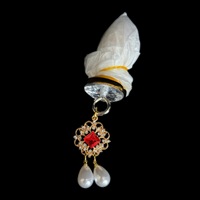 BANSEY Ensemble de Bijoux Érotiques et Fétichistes Non Percés : Chaîne Dorée, Bijou de Poitrine, Pinces à Tétons avec Gemme Rouge, Harnais de Taille, Plug Anal Queue de Renard