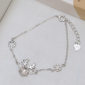 Korean S925 <b>Silver</b> DIY Accessories Female Deer Antler Elk <b>Bracelet</b> 8-9 Semi Finished Pearl Handmade Fashion <b>Beaded</b> <b>Bracelets</b> for - Product Image 5
