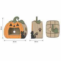 Maison pour chat en carton ondulé en forme de citrouille d'Halloween, griffoir et décoration découpée pour chat