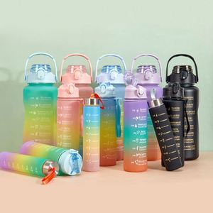<b>Hot</b> Sale 3-In-1 Gym Motivational <b>Bottle</b> Set Large Capacity Gradient Color Boiling <b>Water</b> for Camping - Product Image 2