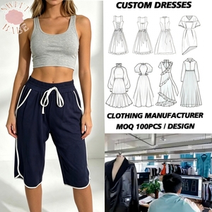 Culottes rayées à cordon de serrage pour femmes, coupe ample, longueur genou, couleur unie, pantalon d'été décontracté, respirant, tricoté en spandex - Product Image 1