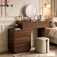 Coiffeuse en bois massif compacte pour chambre à coucher, moderne et minimaliste, avec tiroirs intégrés, bureau de maquillage extensible multifonctionnel