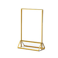 Présentoir de menu double face en acrylique transparent avec cadres en or Usine de cartes de place en gros et porte-numéros de table