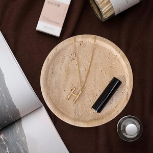 Union Stone UR0196 Beige Marble Vanity Serving <b>Tray</b> Set Oval Shape Polished Finish Deluxe Grade Home Decor - Product Image 4
