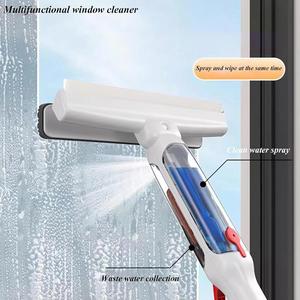Long Handle Two Head Plastic Window <b>Cleaner</b> with Soap Dispensing Shower Squeegee and <b>Spray</b> for Window Cleaning - Product Image 2