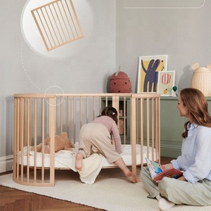 Juego de Muebles de Madera Oscura para Guardería NZMAN, Convertible 3 en 1, <span class=keywords><strong>Cuna</strong></span> Ovalada de Madera para Bebés Recién Nacidos con Ruedas - Product Image 5